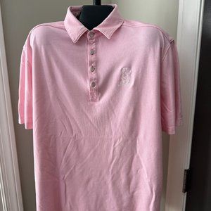 Tommy Bahama Golf 18 Polo Pink & White Men's Size L TPC Sugarloaf Logo